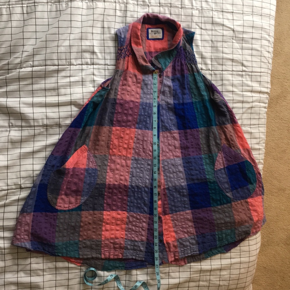 Anthropologie Plaid Sleeveless Shirt Dress Size S - Picture 5 of 5